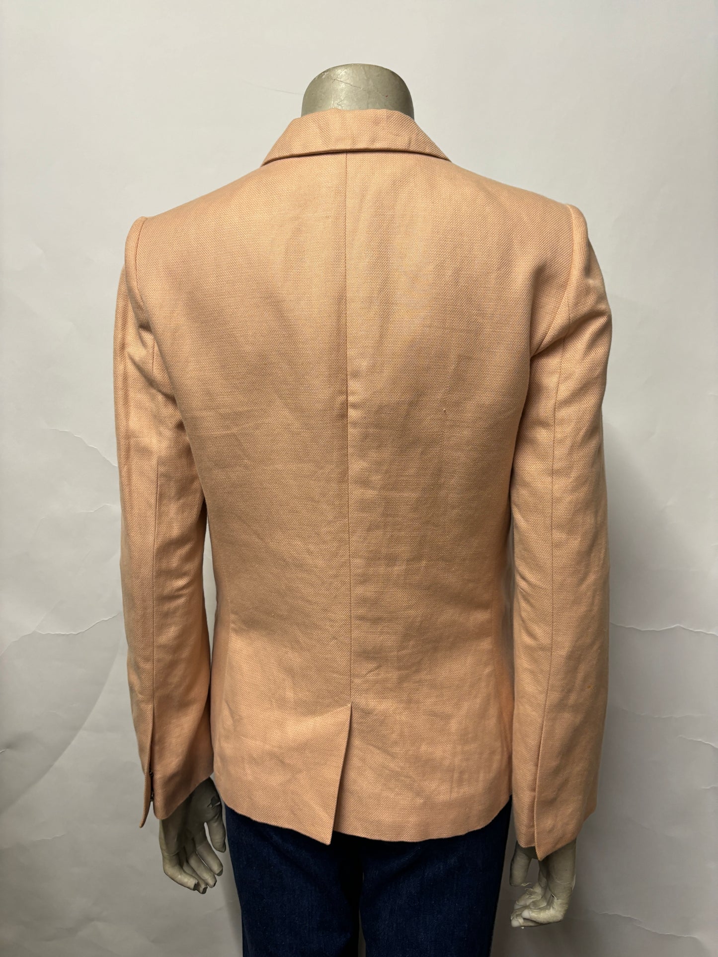 Zadig & Voltaire Coral Peach Linen and Cotton Blend Blazer 8