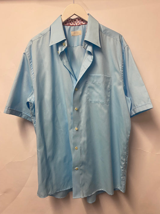 Eton Blue Classic Fit Short Sleeved Shirt 44