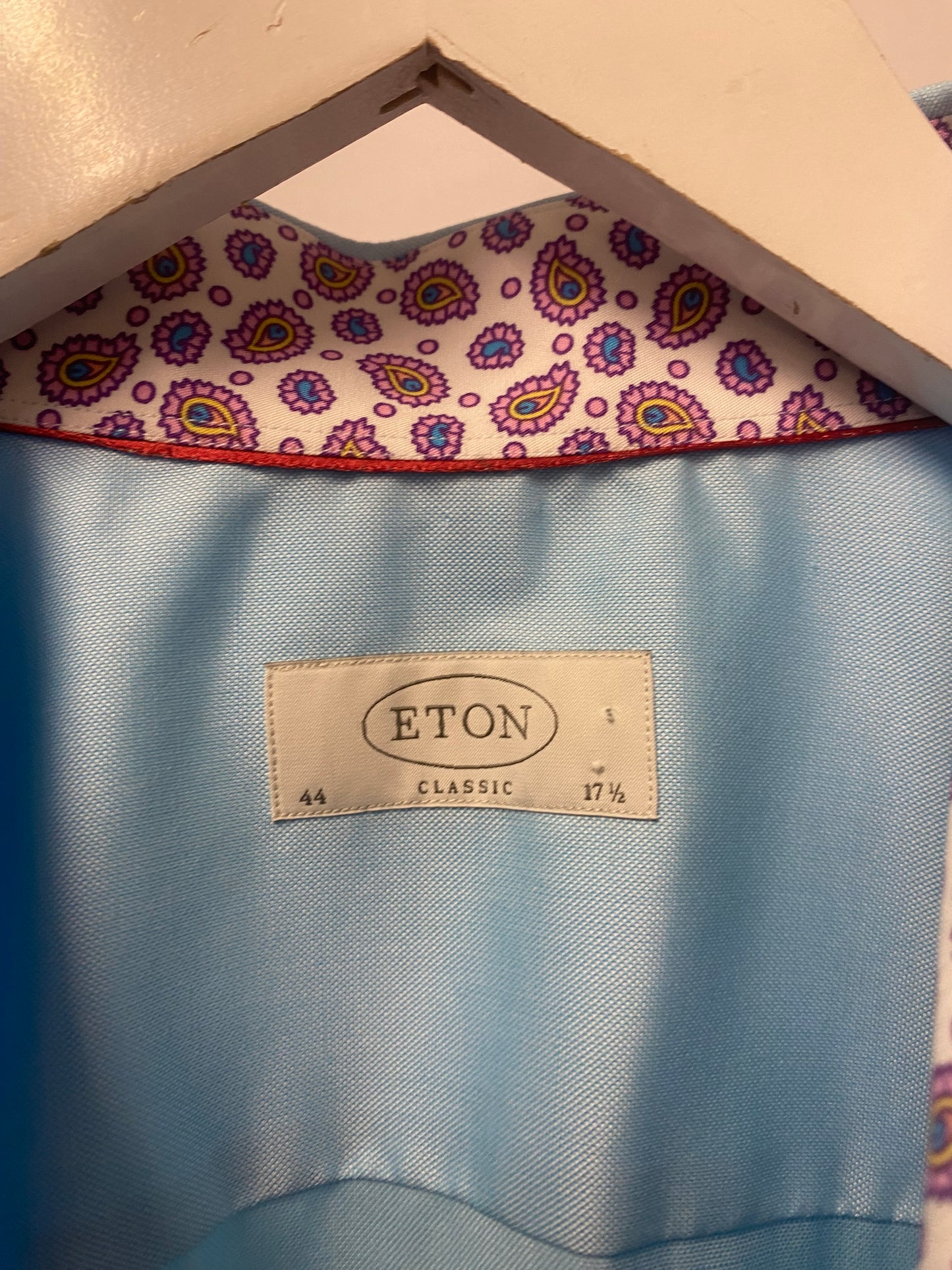 Eton Blue Classic Fit Short Sleeved Shirt 44