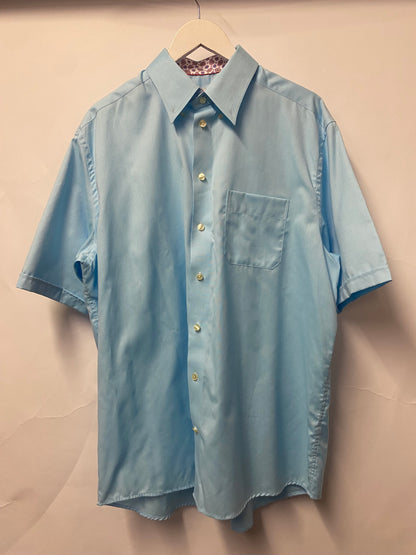 Eton Blue Classic Fit Short Sleeved Shirt 44