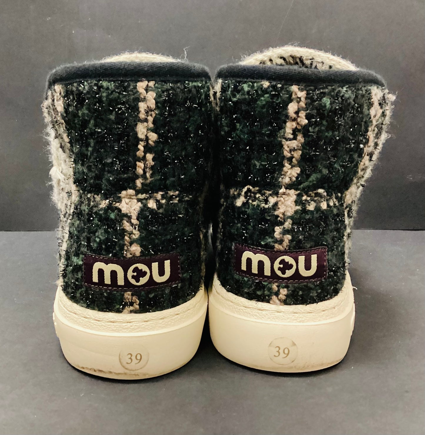 Mou Eskimo Textile Tweed Ankle Boots size 6