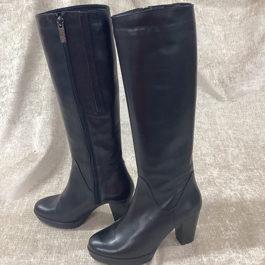 BNWT Ted & Muffy Black Leather Cosima Knee Length Boots Slim Fit UK 4