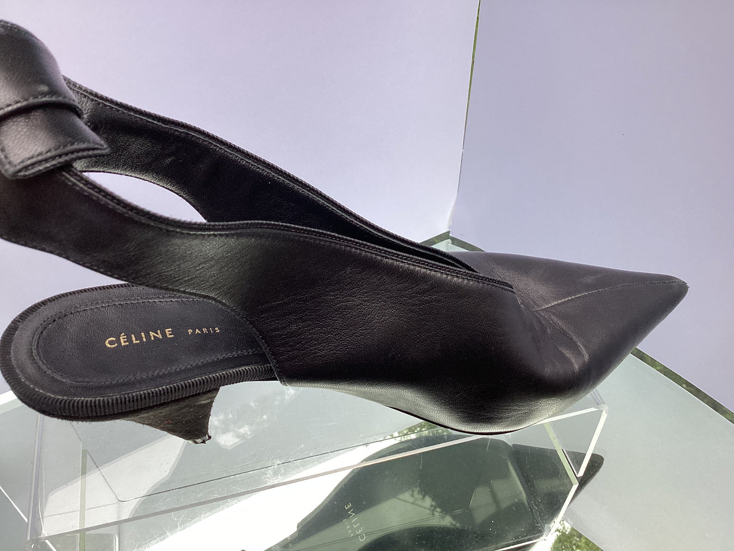 Black Celine Sling Back Shoes Size EU 37.5/UK 5