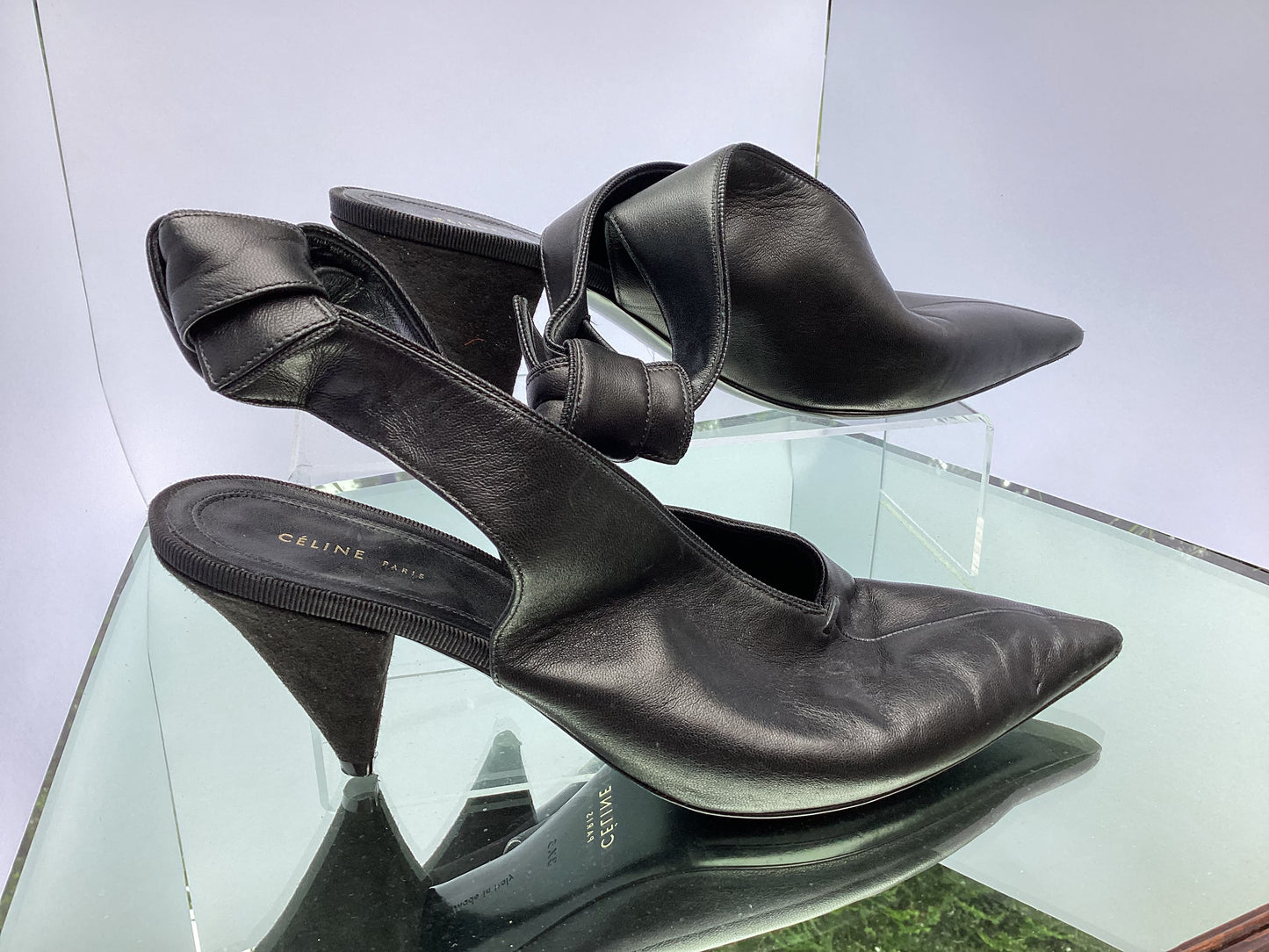 Black Celine Sling Back Shoes Size EU 37.5/UK 5