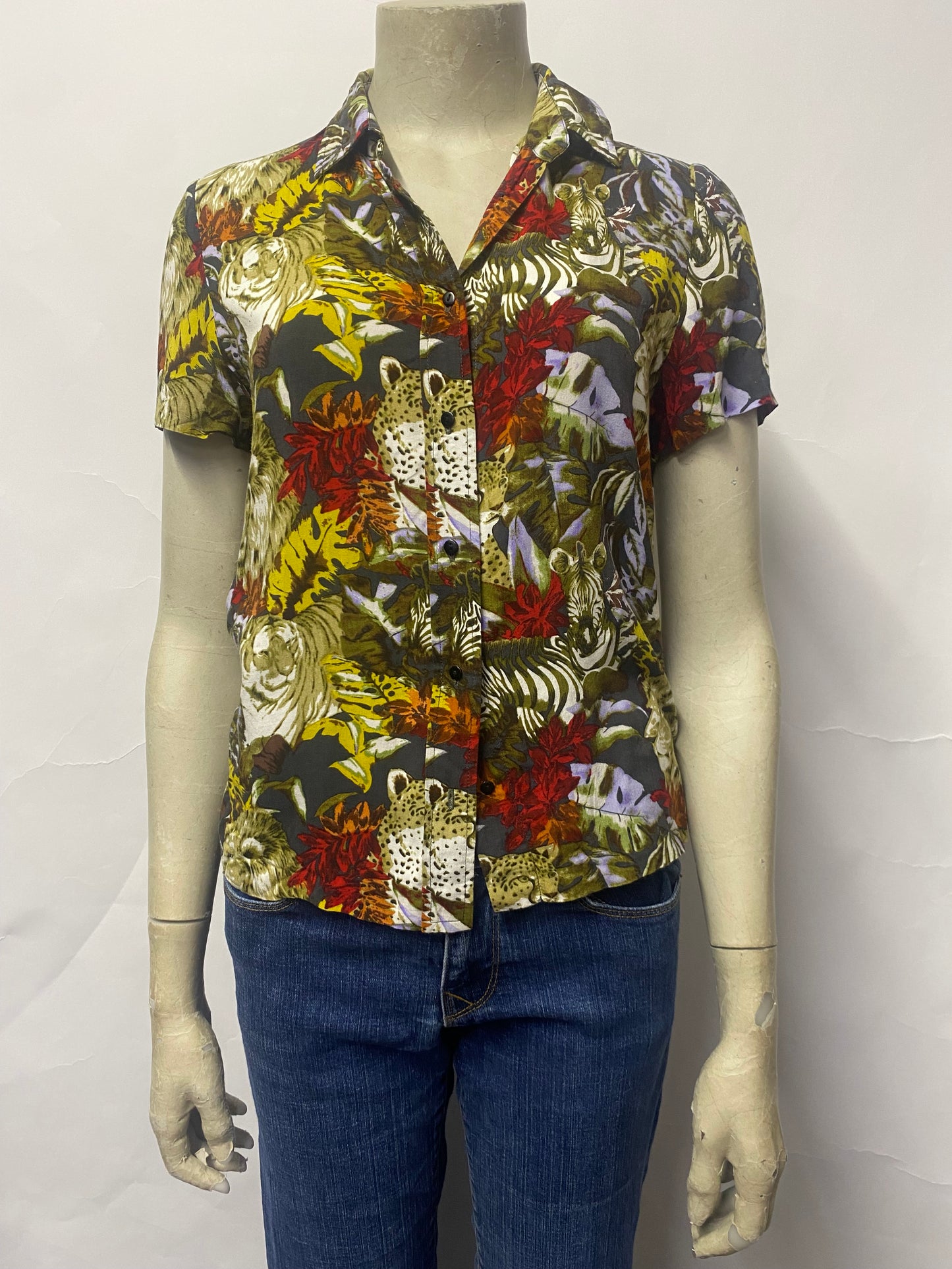 Maje Multicolour Floral and Big Cat Shirt Small/1