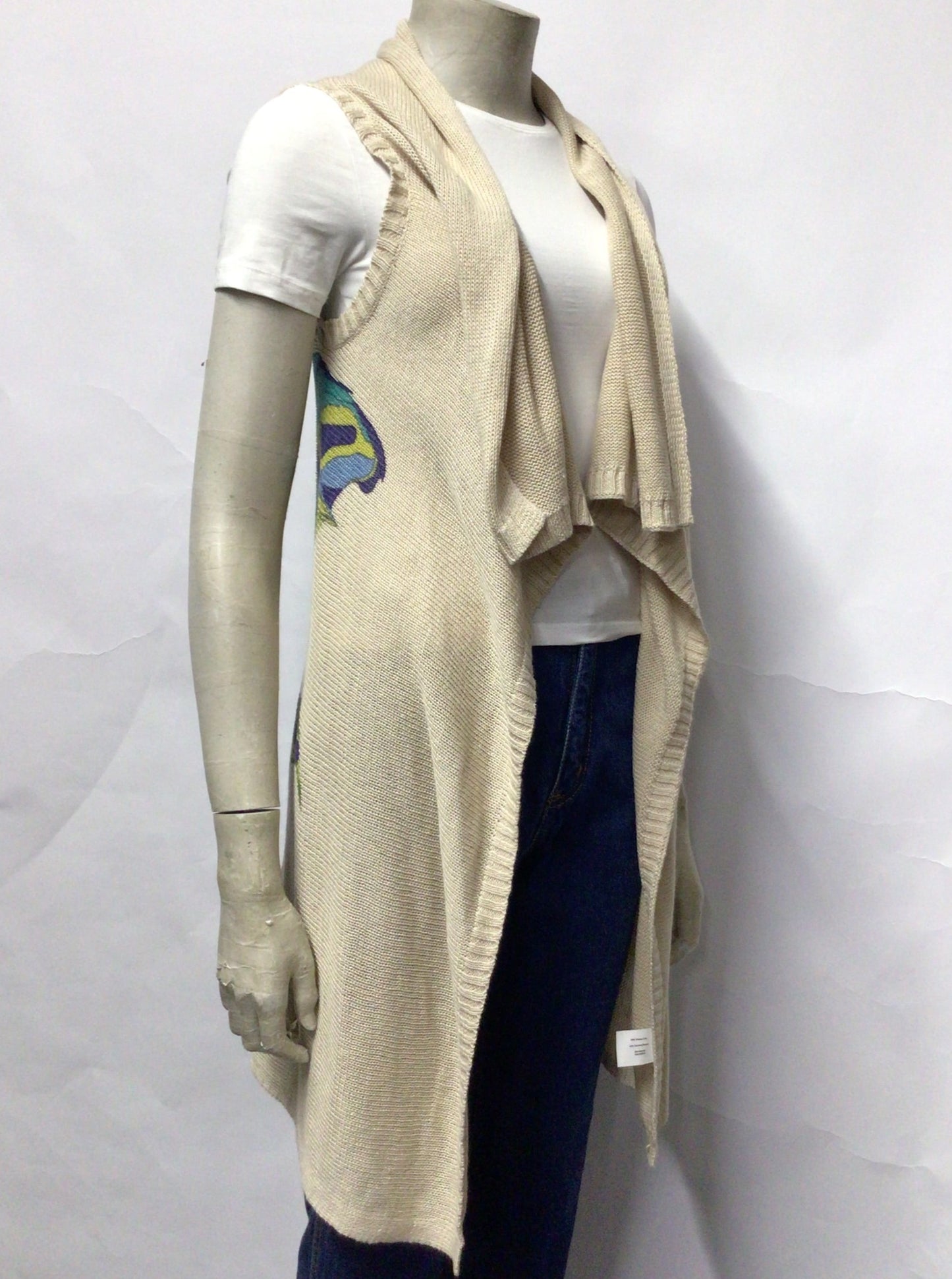 Sparrow Anthropologie Beige Sleeveless Butterfly Motif Cardigan M BNWT