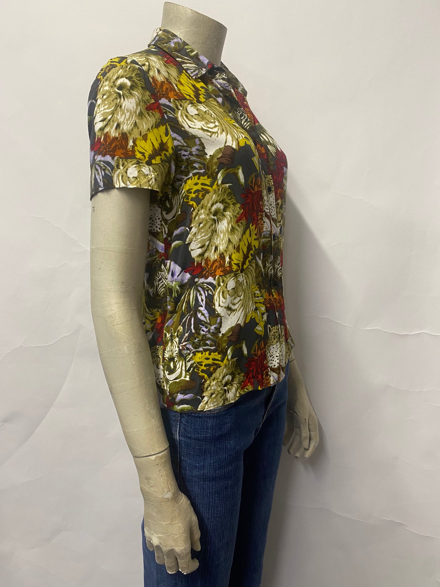 Maje Multicolour Floral and Big Cat Shirt Small/1