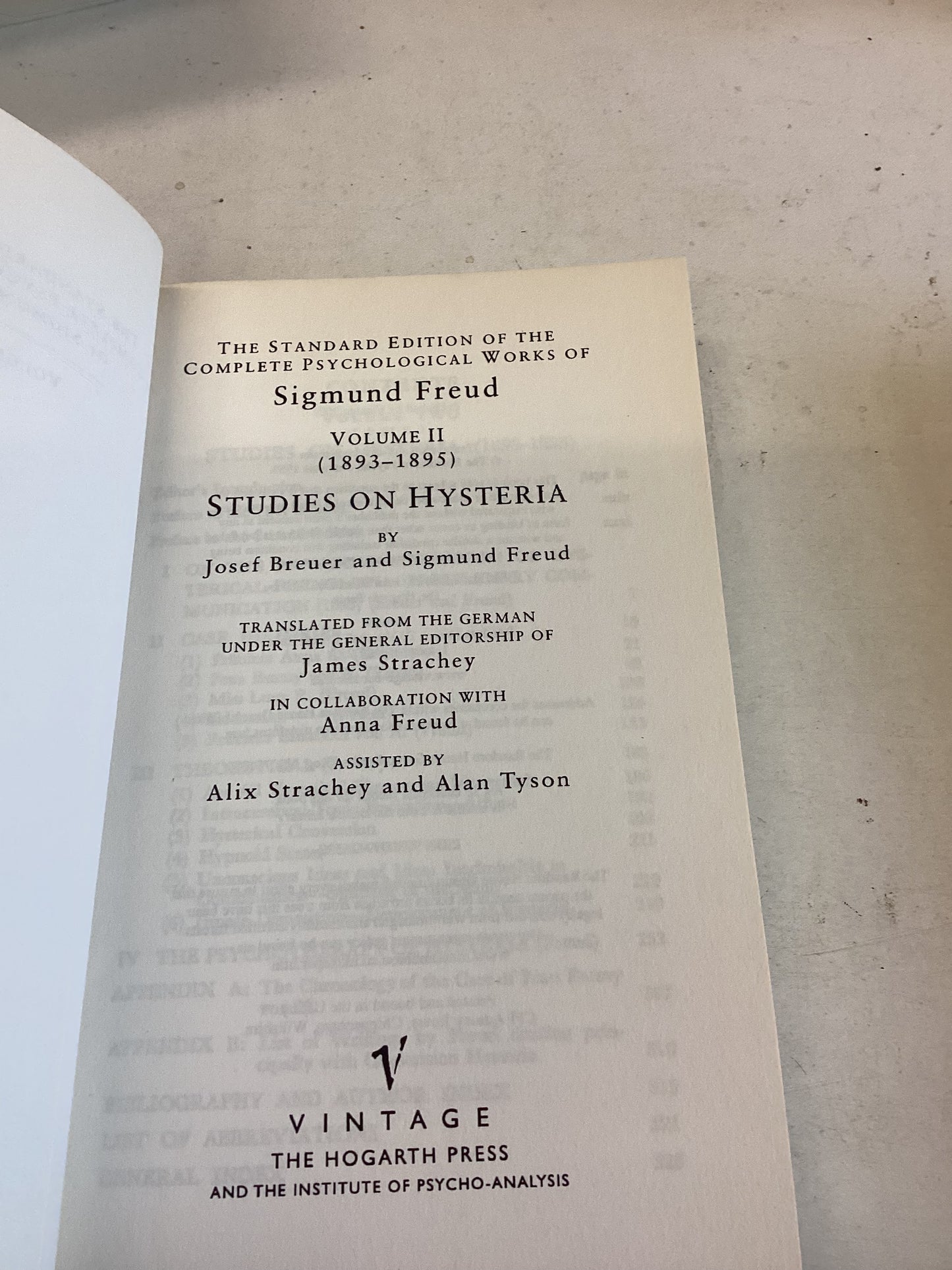 Sigmund Freud Volume 11 1893-1895 Studies On Hysteria