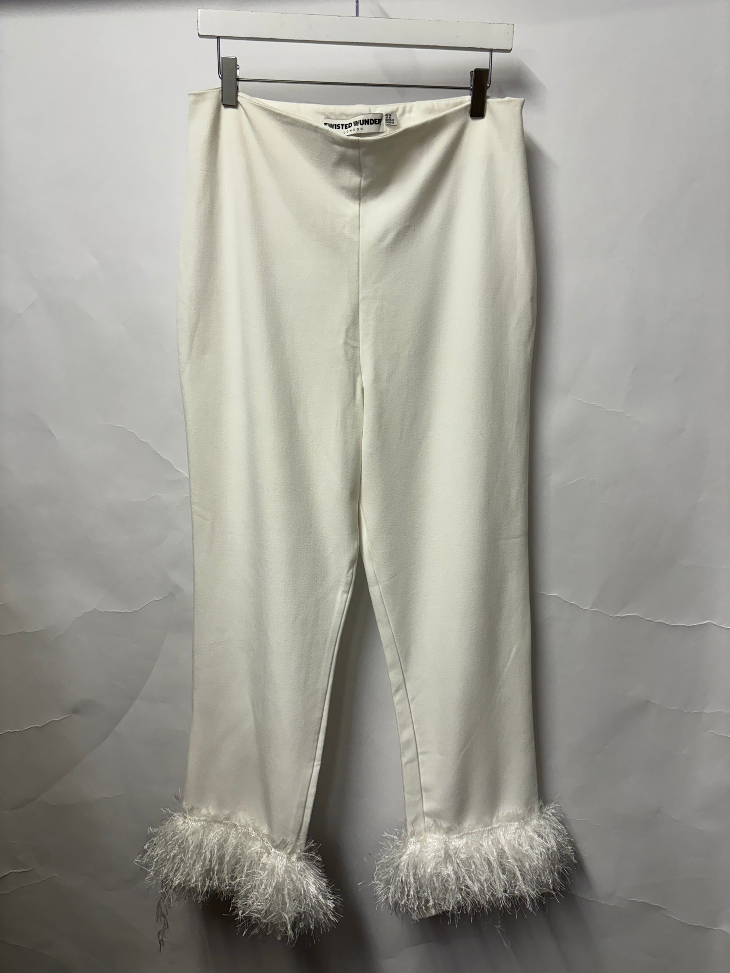 Twisted Wunder White Fringe Cuff Trousers 14