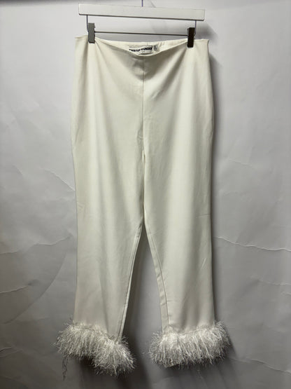 Twisted Wunder White Fringe Cuff Trousers 14