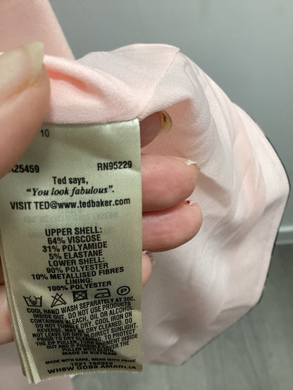 Ted Baker Pink Floral Midi Dress Size 12 (Brand Size 3)