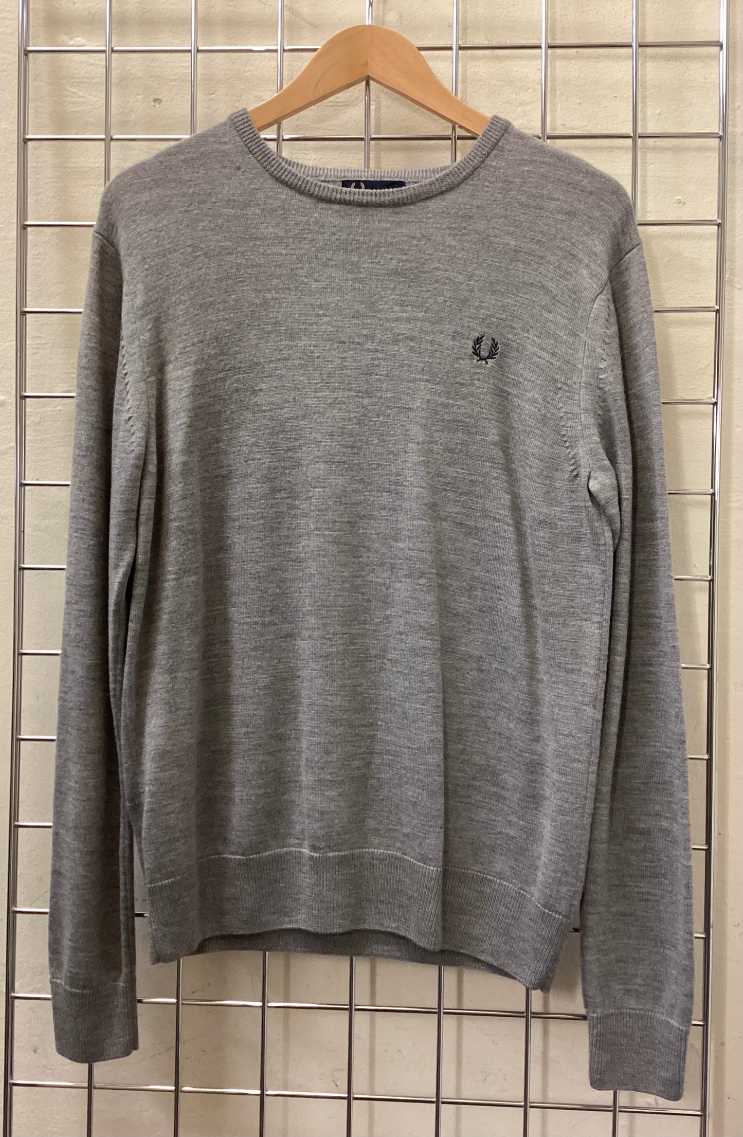 Fred Perry Grey Merino Wool Jumper size M