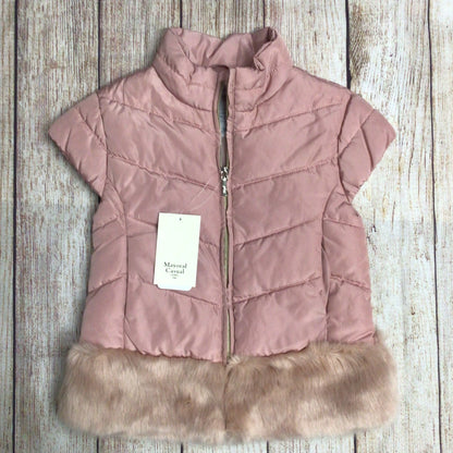 BNWT Mayoral Pink Padded Gilet w/Faux Fur Size 9yrs (134cm)