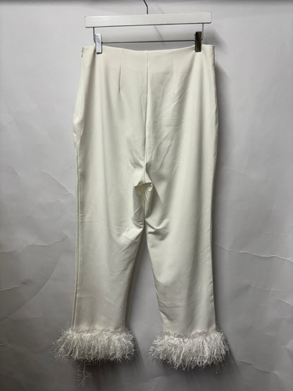 Twisted Wunder White Fringe Cuff Trousers 14