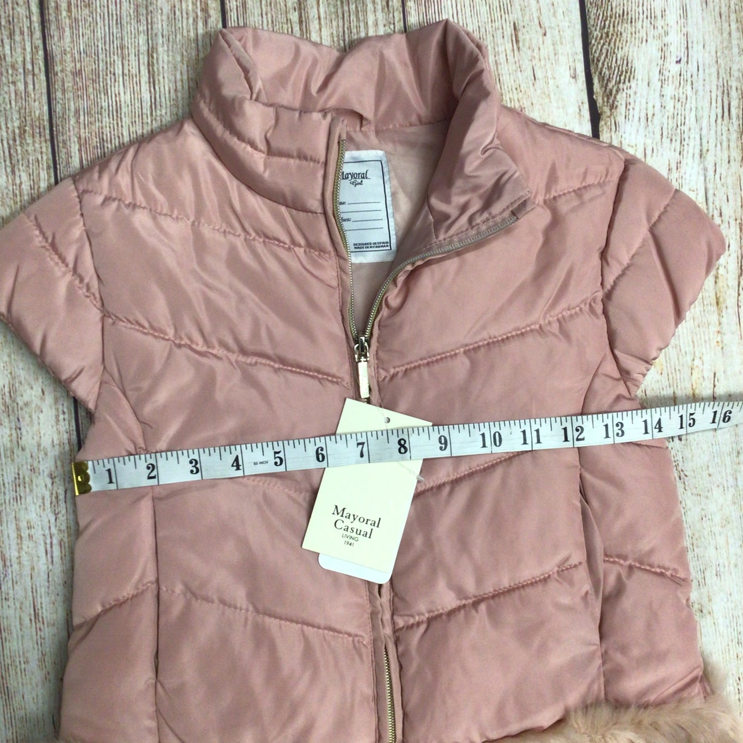 BNWT Mayoral Pink Padded Gilet w/Faux Fur Size 9yrs (134cm)