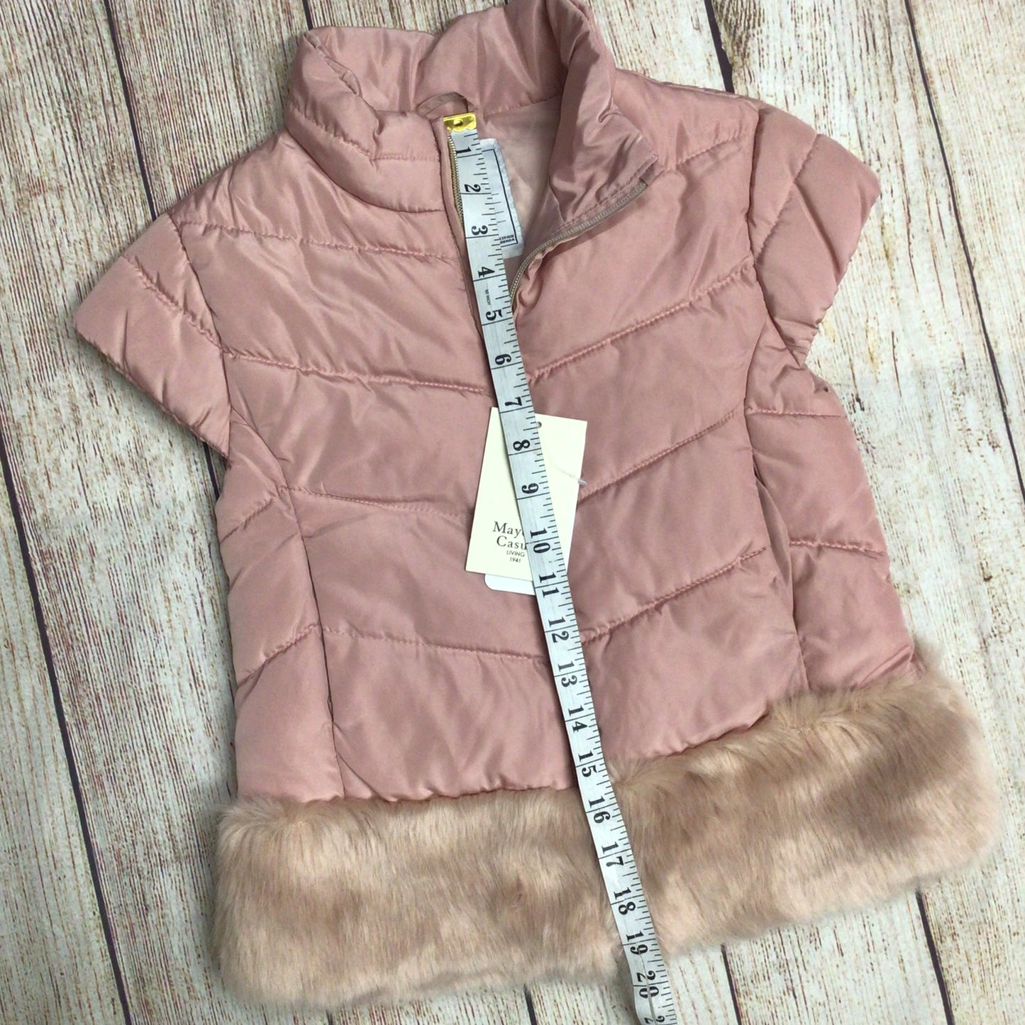 BNWT Mayoral Pink Padded Gilet w/Faux Fur Size 9yrs (134cm)