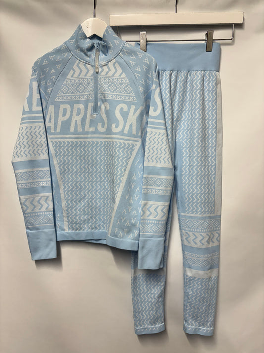 Asos 4505 Light Blue and White Apres Ski Base Layer Set XS (4-6)