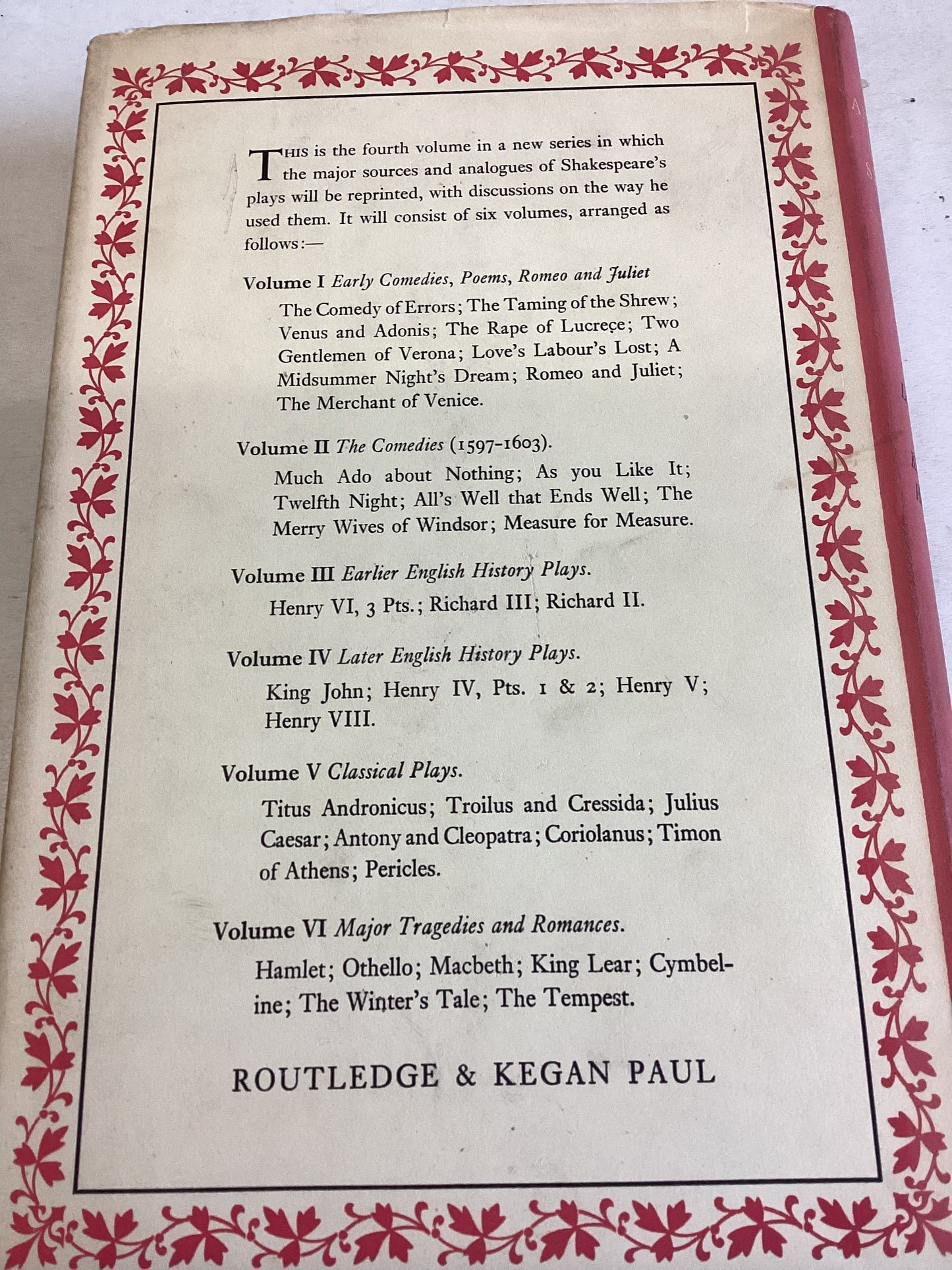 Narrative and Dramatic Sources of Shakespeare Volume Four  Later English Plays King John Henry 1V Henry V Henry V111Edited By geoffrey Bullough
