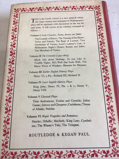 Narrative and Dramatic Sources of Shakespeare Volume Four  Later English Plays King John Henry 1V Henry V Henry V111Edited By geoffrey Bullough