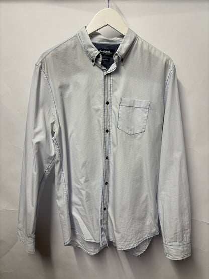 Desigual Light Blue Pinstripe Oxford Shirt Large Reg