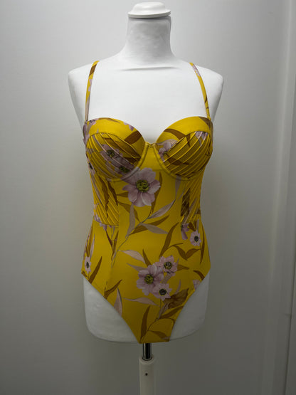 Ted Baker Yellow Floral Swimsuit Size 10 BNWT