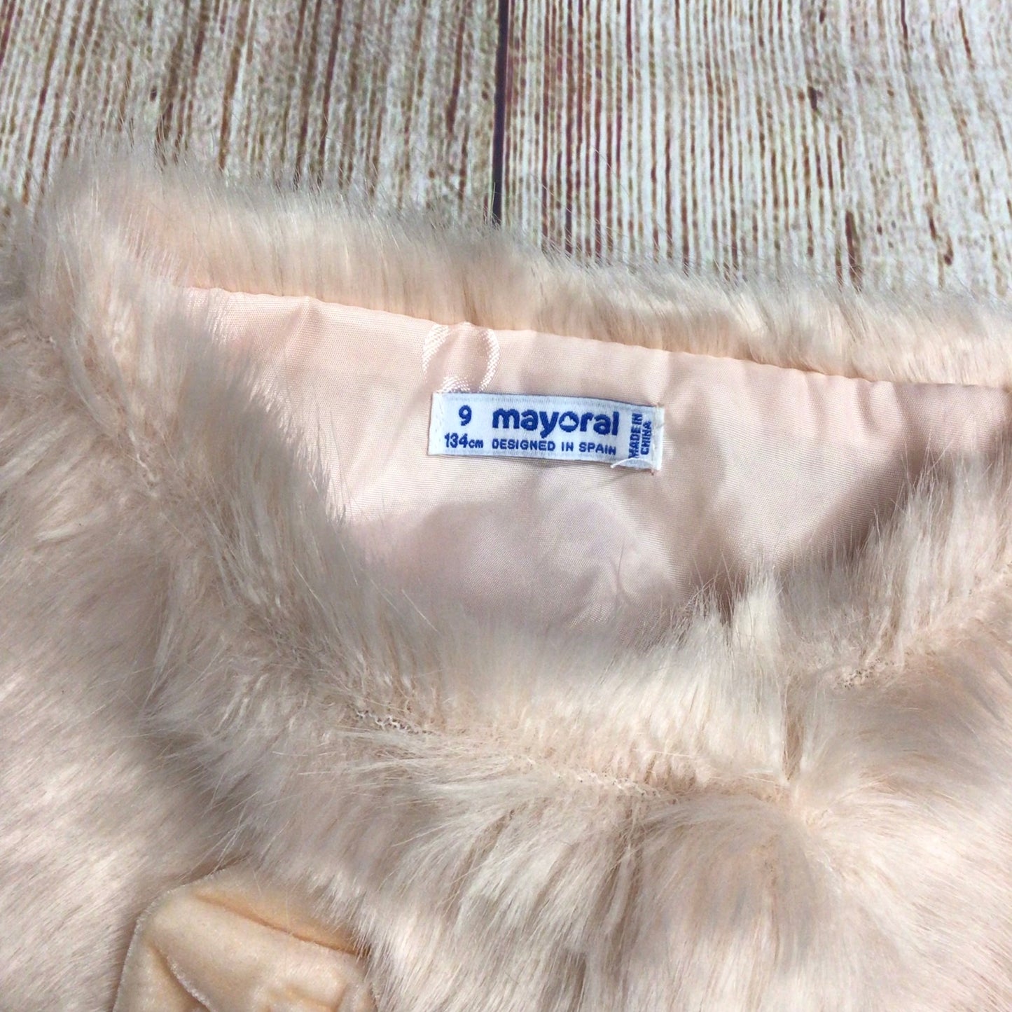 BNWT Mayoral Pink Faux Fur Coat w/Matching Collar Size 9yrs (134cm)