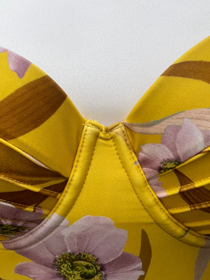 Ted Baker Yellow Floral Swimsuit Size 10 BNWT