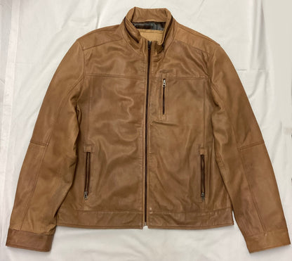 Zerimar Brown Leather Jacket, Men 3XL
