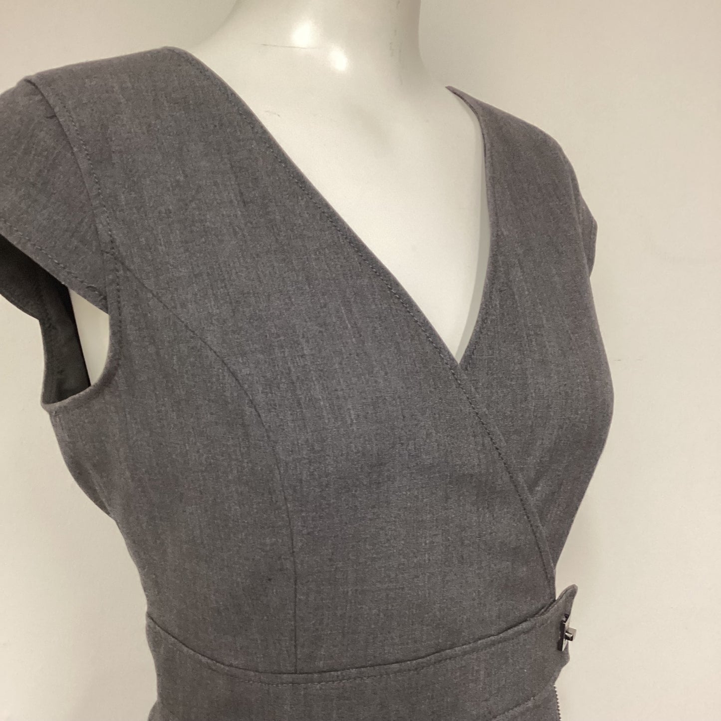 Calvin Klein Grey Pencil Dress with Zip Detail Size 6 (UK 10)