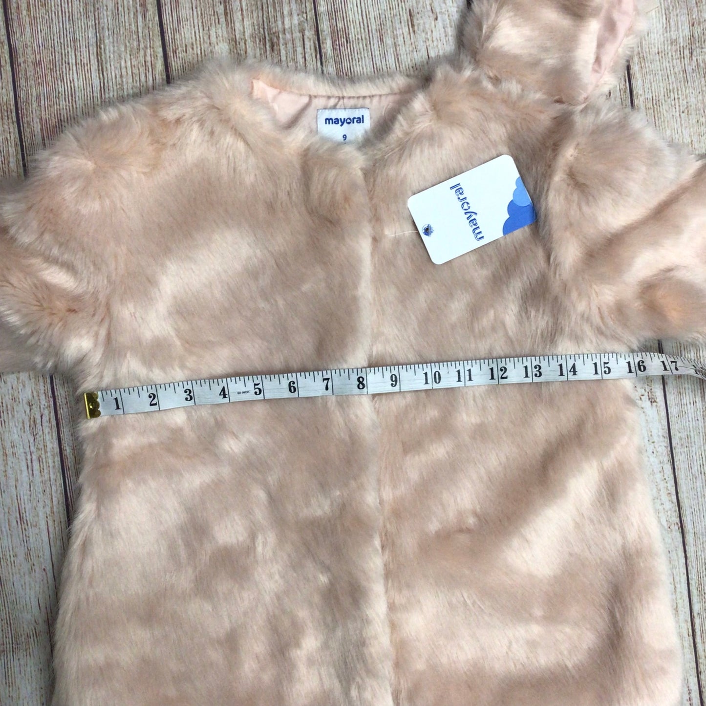 BNWT Mayoral Pink Faux Fur Coat w/Matching Collar Size 9yrs (134cm)