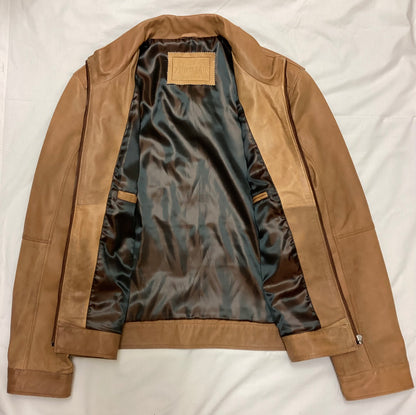 Zerimar Brown Leather Jacket, Men 3XL