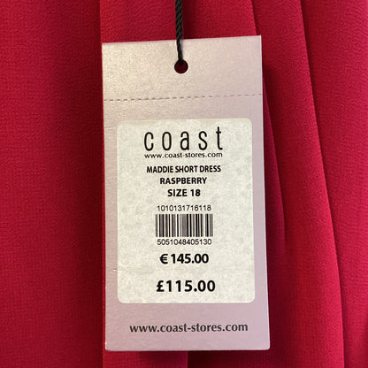 BNWT Coast Short Dress Raspberry Pink with Silver Details Neckline Size 18