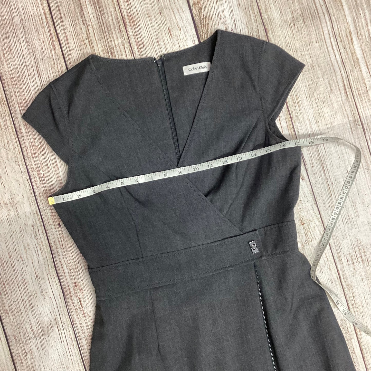 Calvin Klein Grey Pencil Dress with Zip Detail Size 6 (UK 10)