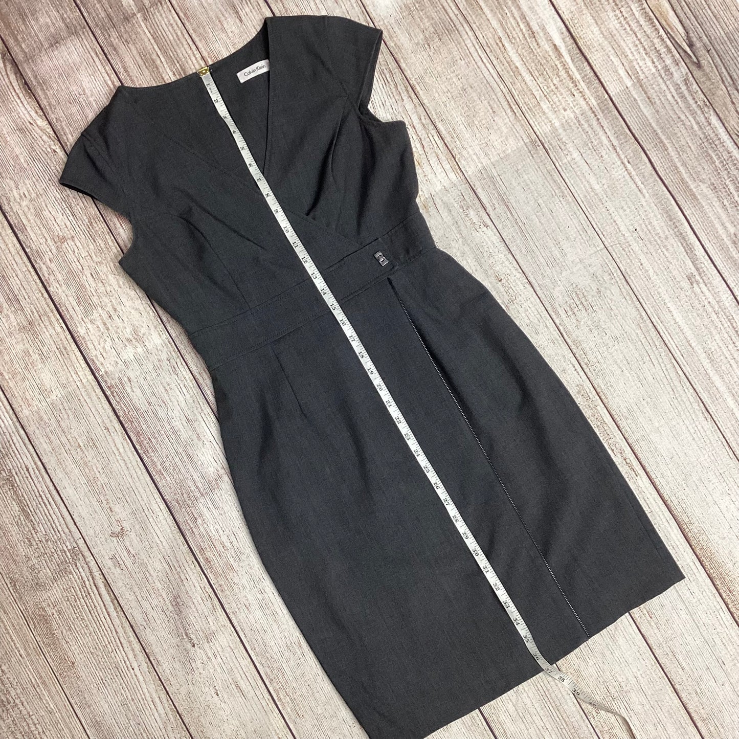 Calvin Klein Grey Pencil Dress with Zip Detail Size 6 (UK 10)