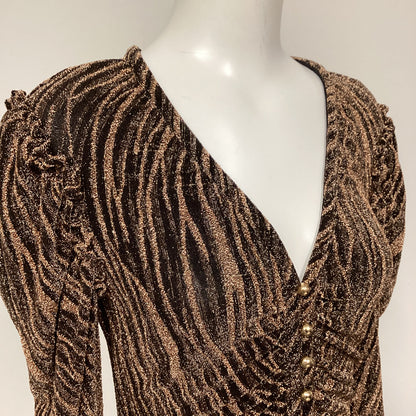 Jigsaw Bronze and Black Animal Print Party Dress Size M