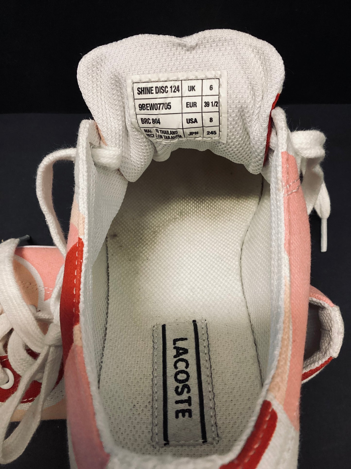 Lacoste White and Pink Trainers size 6