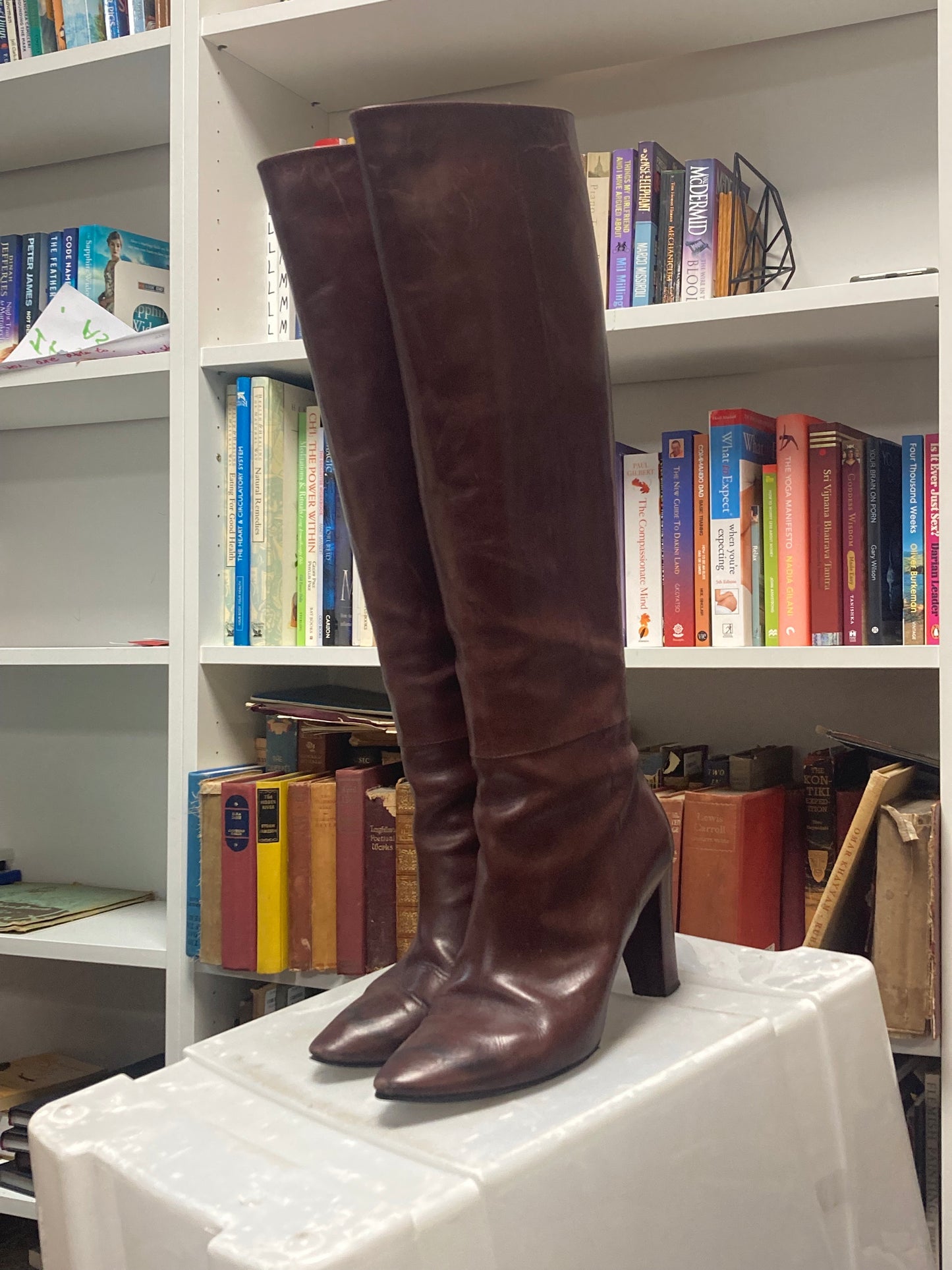 Longchamp Maroon Knee High Leather Boots EU Size 41