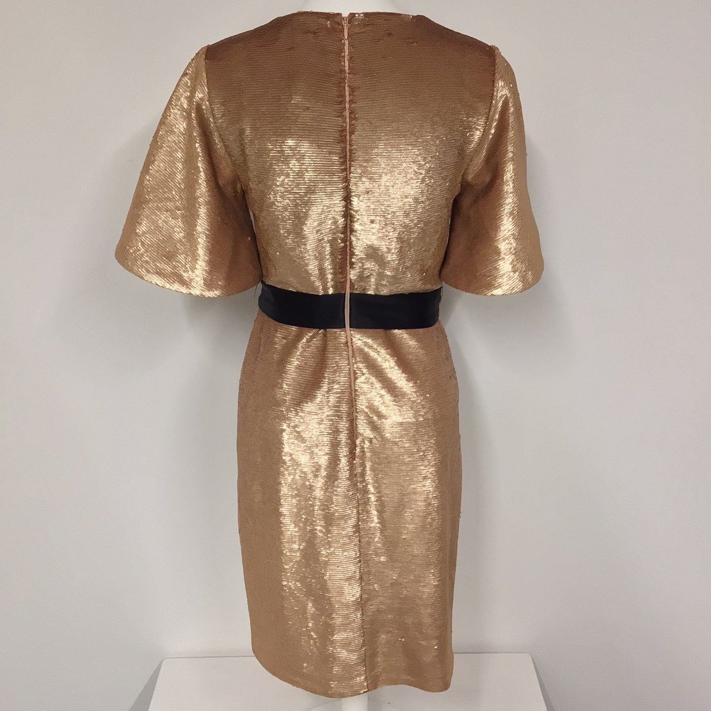 BNWT Biba Rose Gold Sequin Wrap Party Dress Size 10