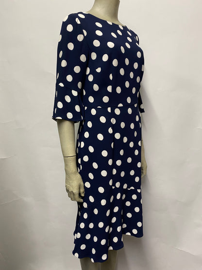 Boden Navy Polka Dot Smart Dress 10