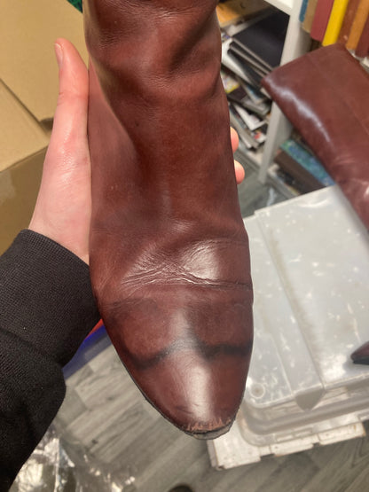 Longchamp Maroon Knee High Leather Boots EU Size 41