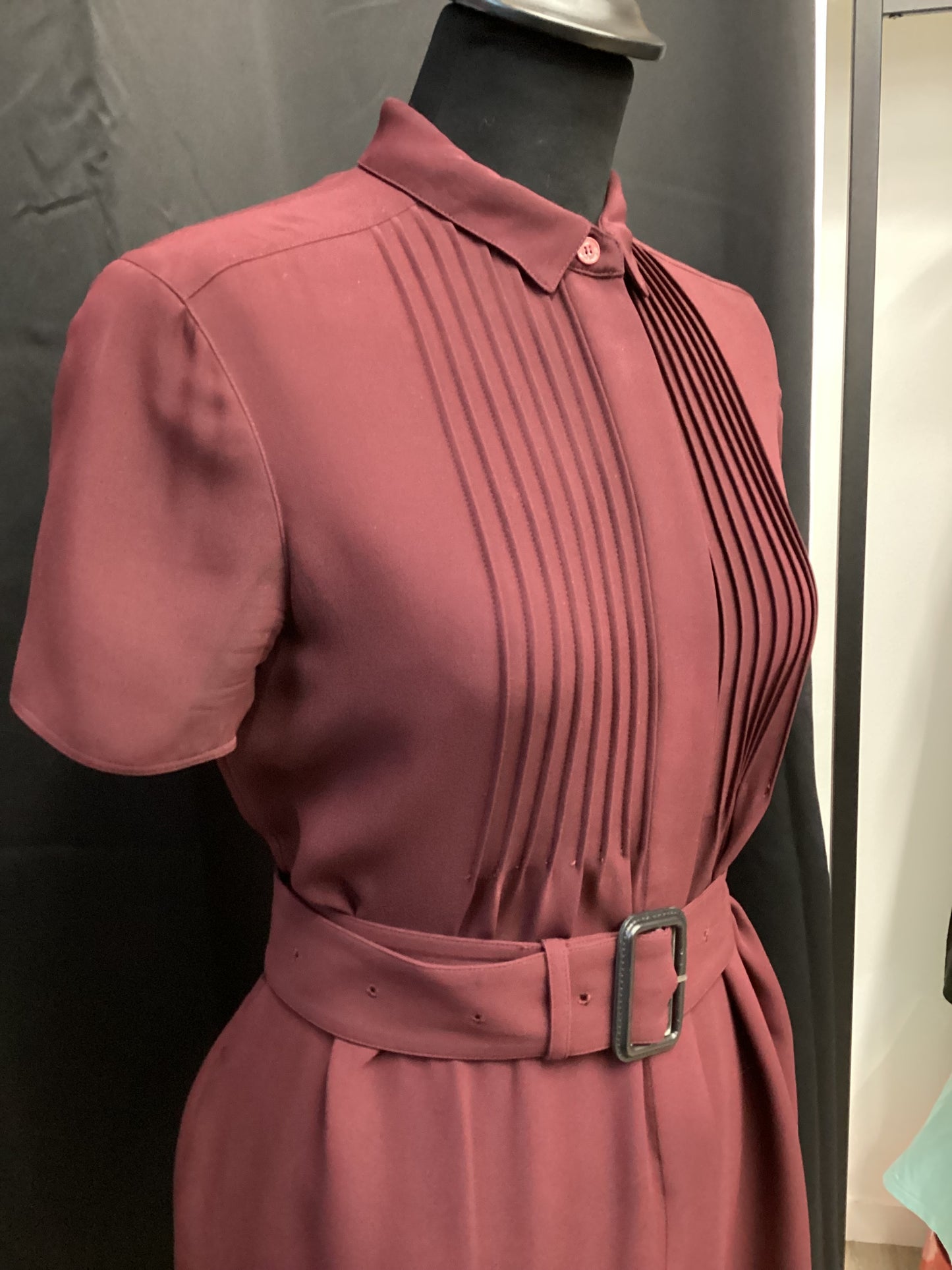 Burberry Burgundy 100% Silk Midi Dress size 4