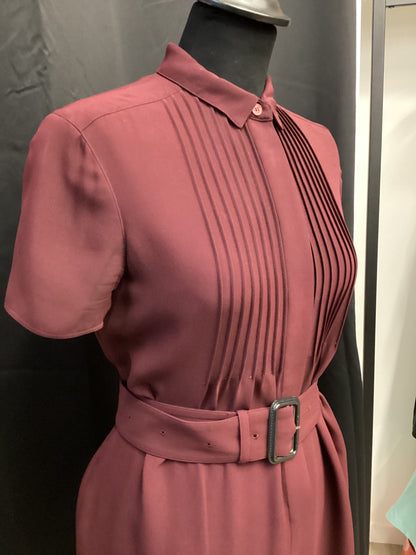 Burberry Burgundy 100% Silk Midi Dress size 4