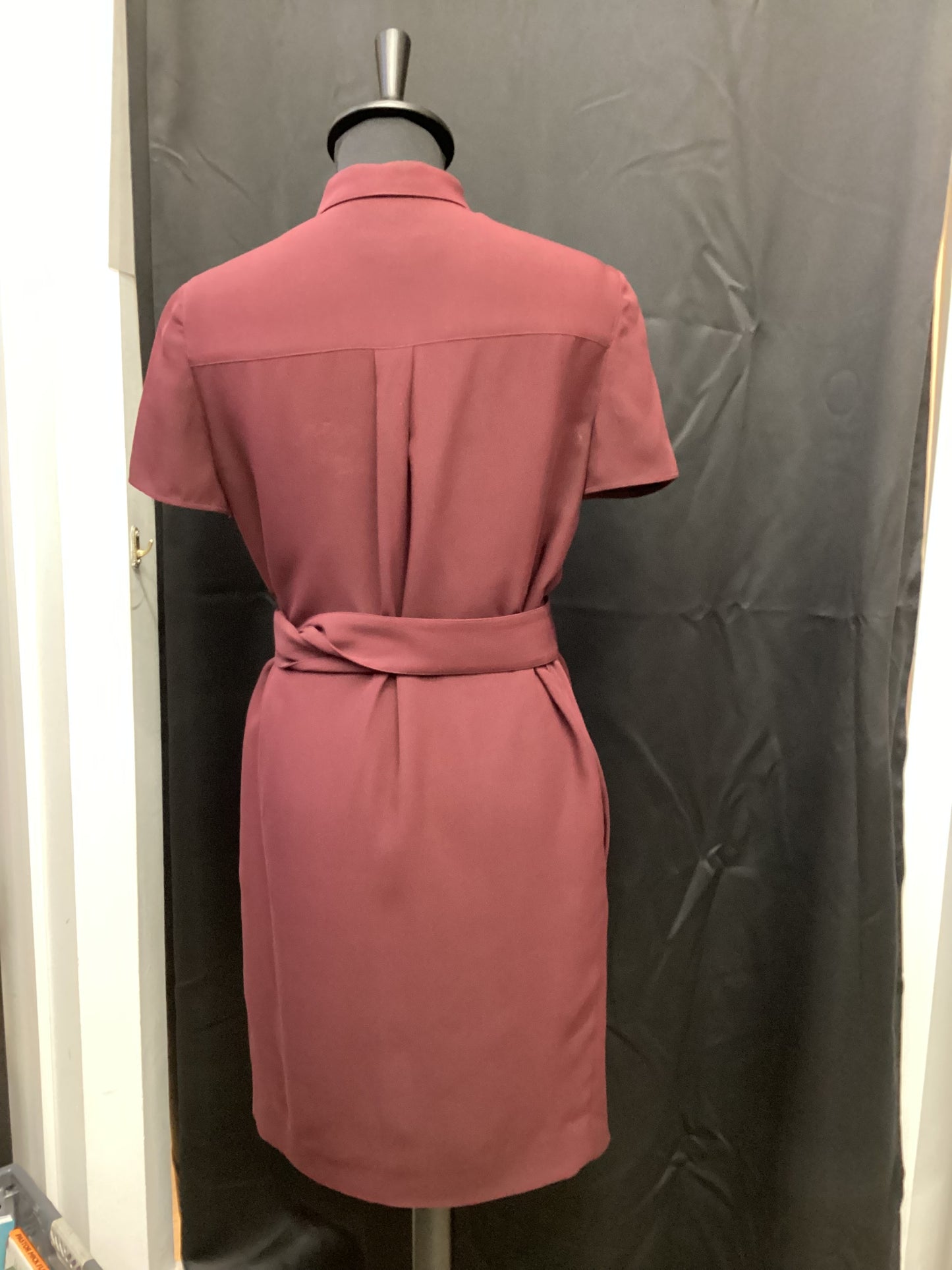 Burberry Burgundy 100% Silk Midi Dress size 4