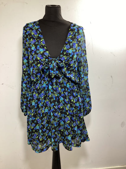 Wylder London Navy w/ Blue Floral Design Dress Size M/L