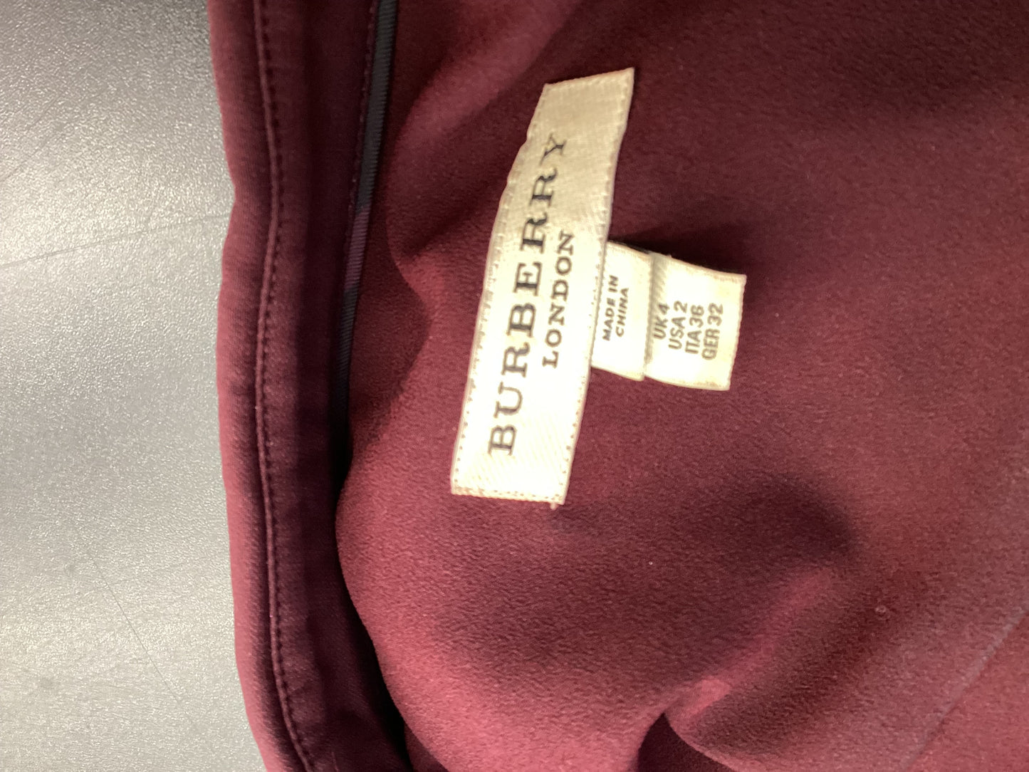 Burberry Burgundy 100% Silk Midi Dress size 4