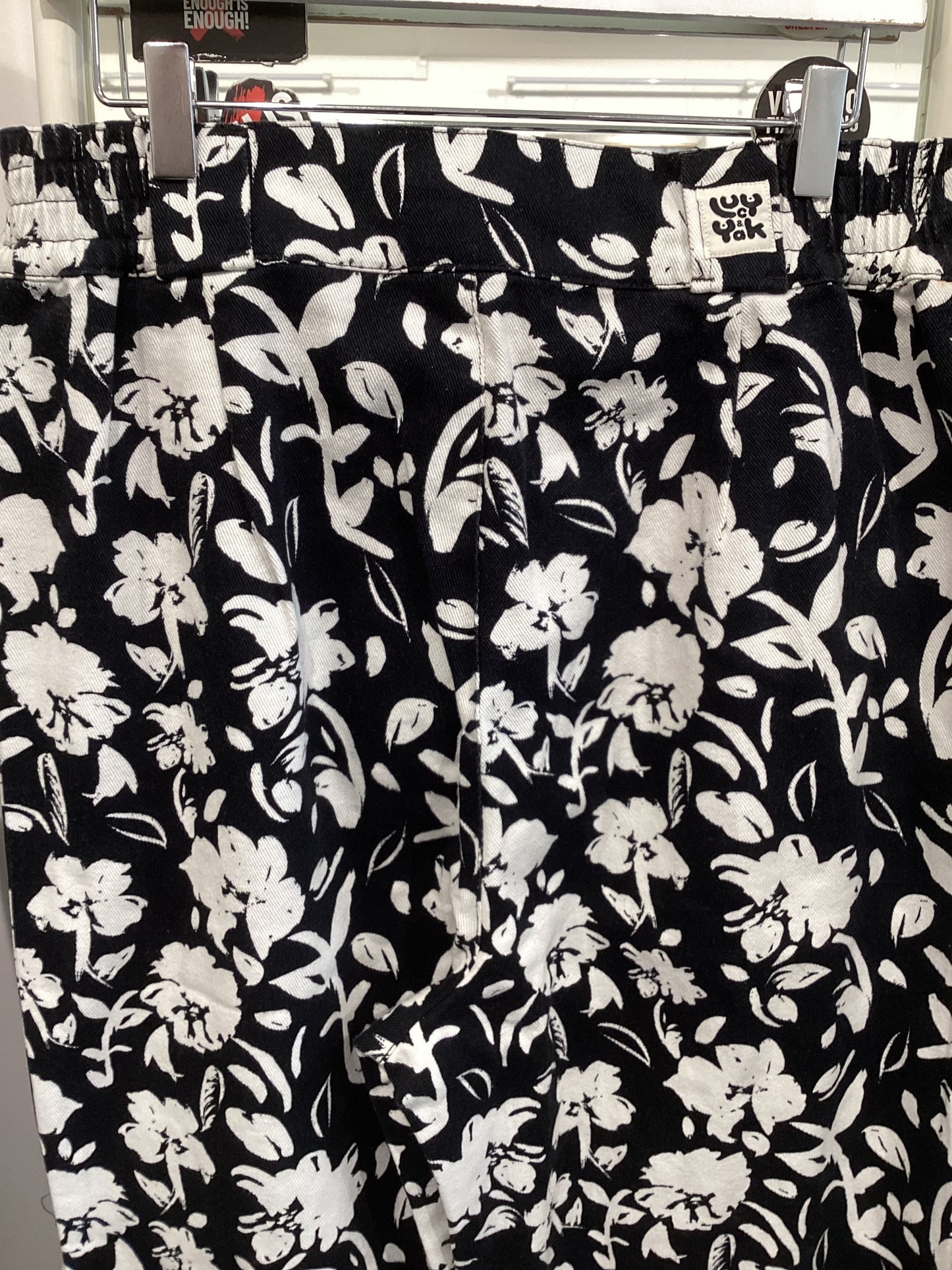 Lucy & Yak Addison Black and White Moonflower Print Jeans Medium