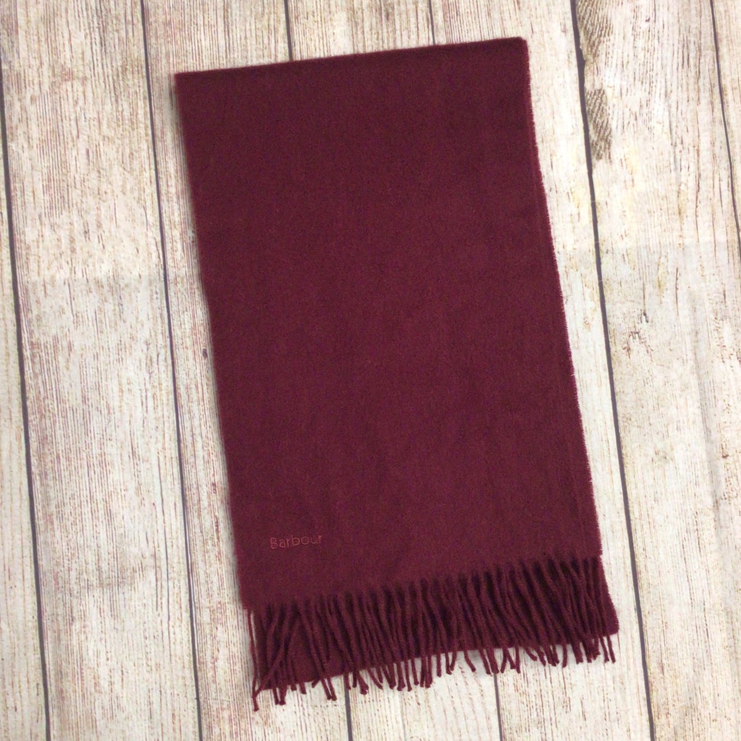 Barbour Burgundy Red Fringed Scarf (no labels)