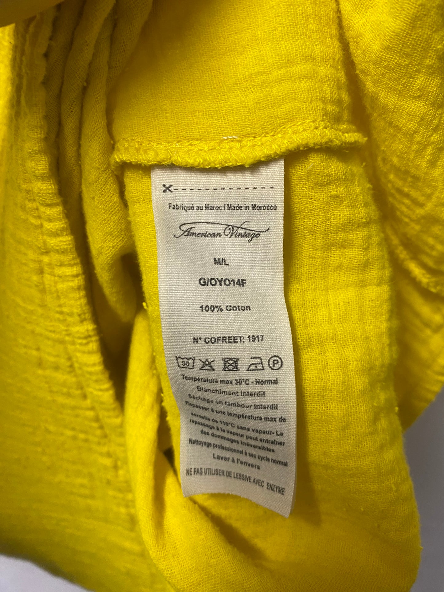 American Vintage Yellow Cotton Tunic Dress Medium