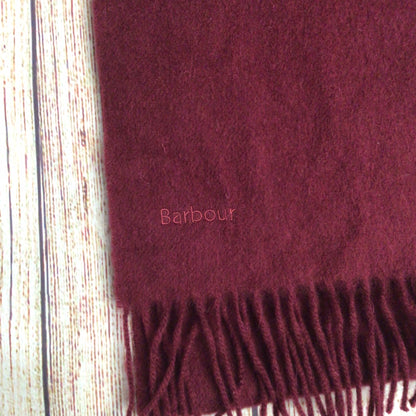 Barbour Burgundy Red Fringed Scarf (no labels)