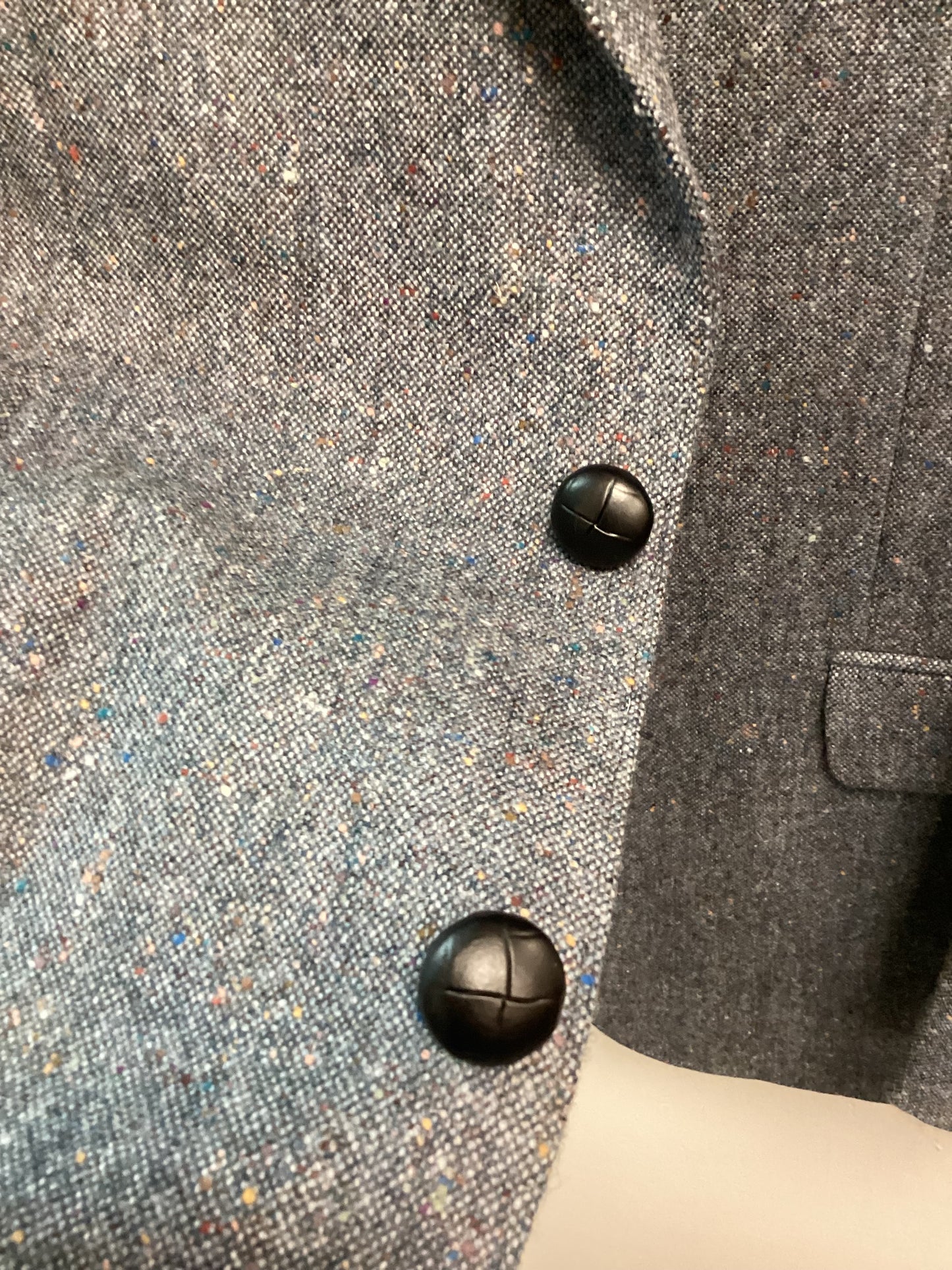 Men’s Donegal Tweed Jacket Blue with colourful flakes - Size 40